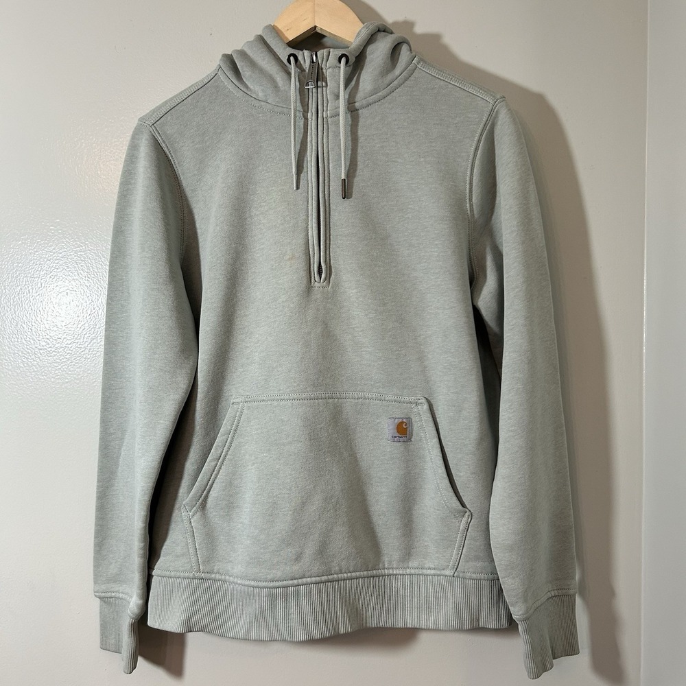Carhartt Clarksburg Hoodie Women's Medium 8/10 Sage Half-Zip Sweatshirt